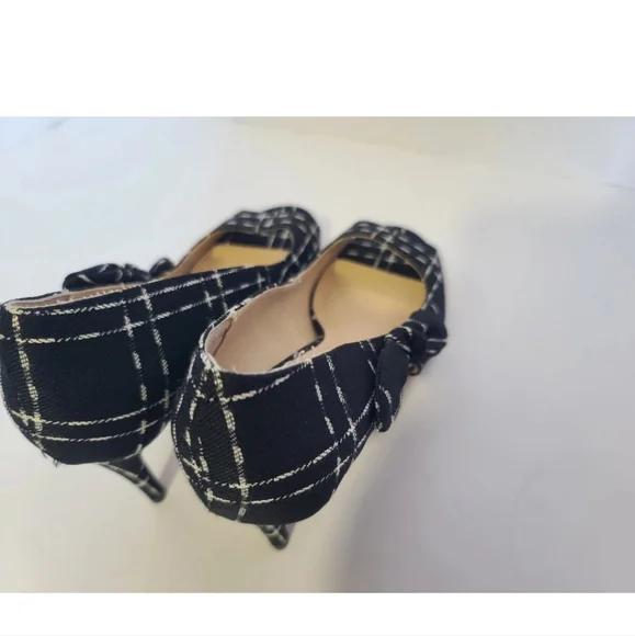 Vintage Y2K Isaac Mizrahi Black White Plaid Serena Pumps 3" US 8 - Picture 7 of 9